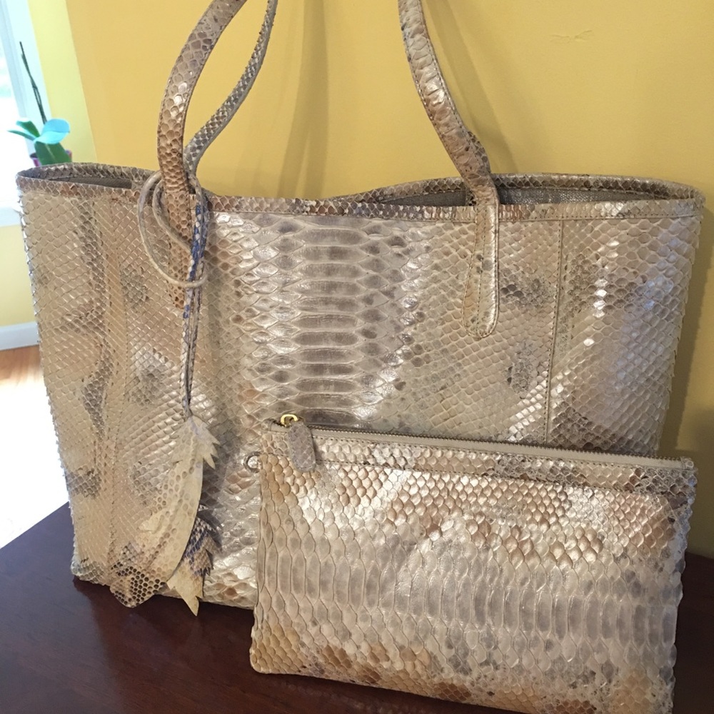 Nancy Gonzalez Erica Python Bag W/ Matching Clutch - image 4